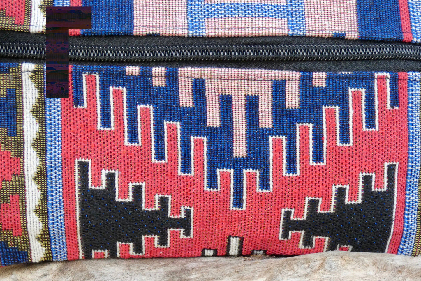 Upcycled Woven Cotton Jacquard Purse - Blue and Red