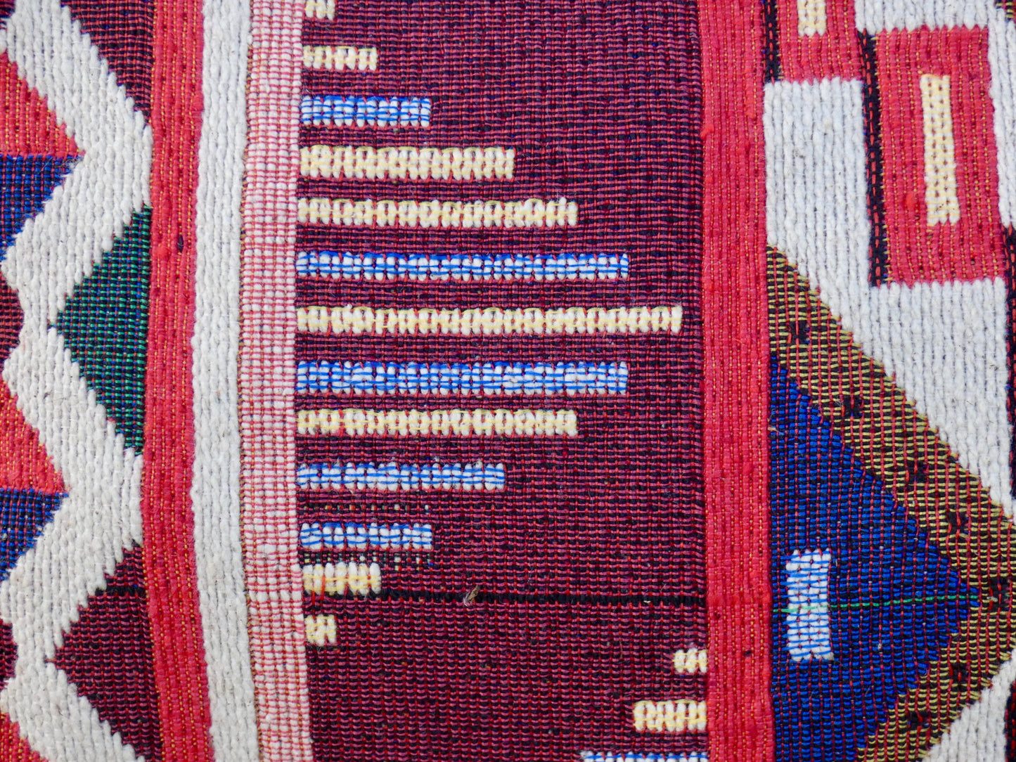 Red and White Jacquard Woven Cotton Wristlet Purse Bag