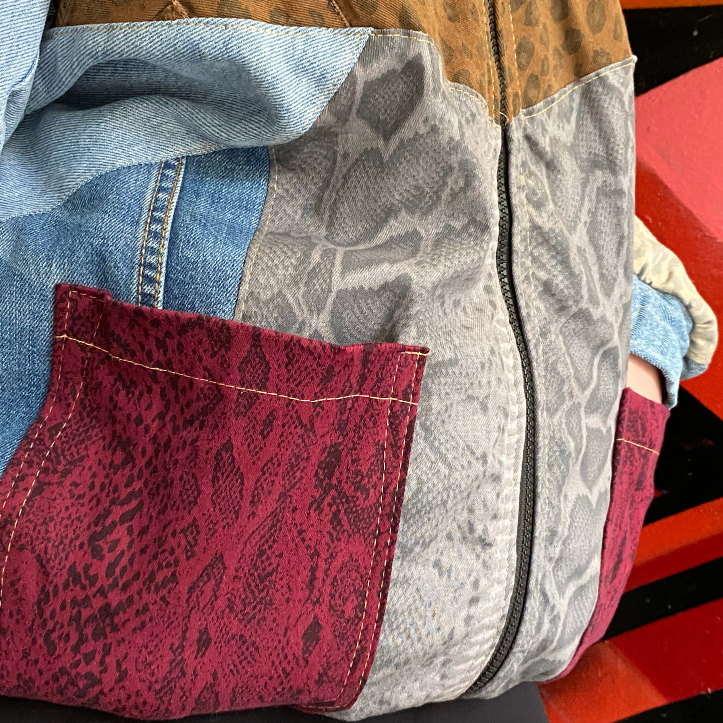 Reworked Denim Patchwork Jacket Carhartt-Style 8