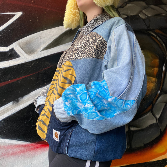 Reworked Denim Patchwork Jacket Carhartt-Style 4