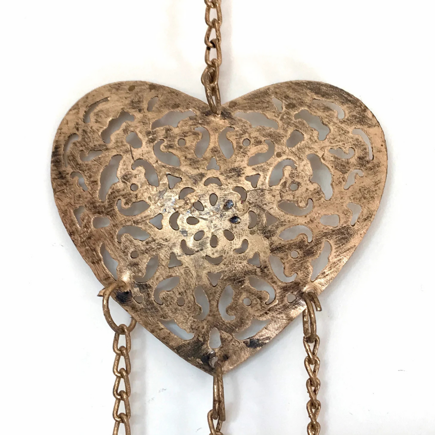 Hanging Brass Heart Wind Chime