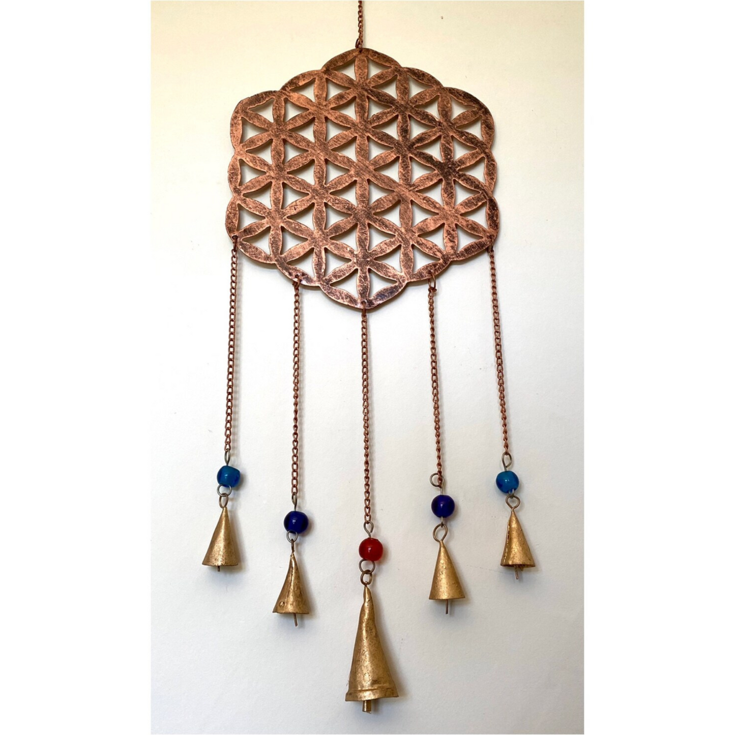 Hanging Brass Flower of Life Wind Chime
