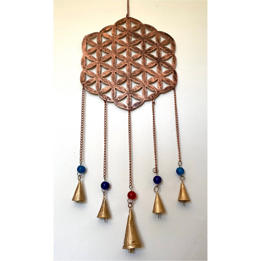 Hanging Brass Flower of Life Wind Chime