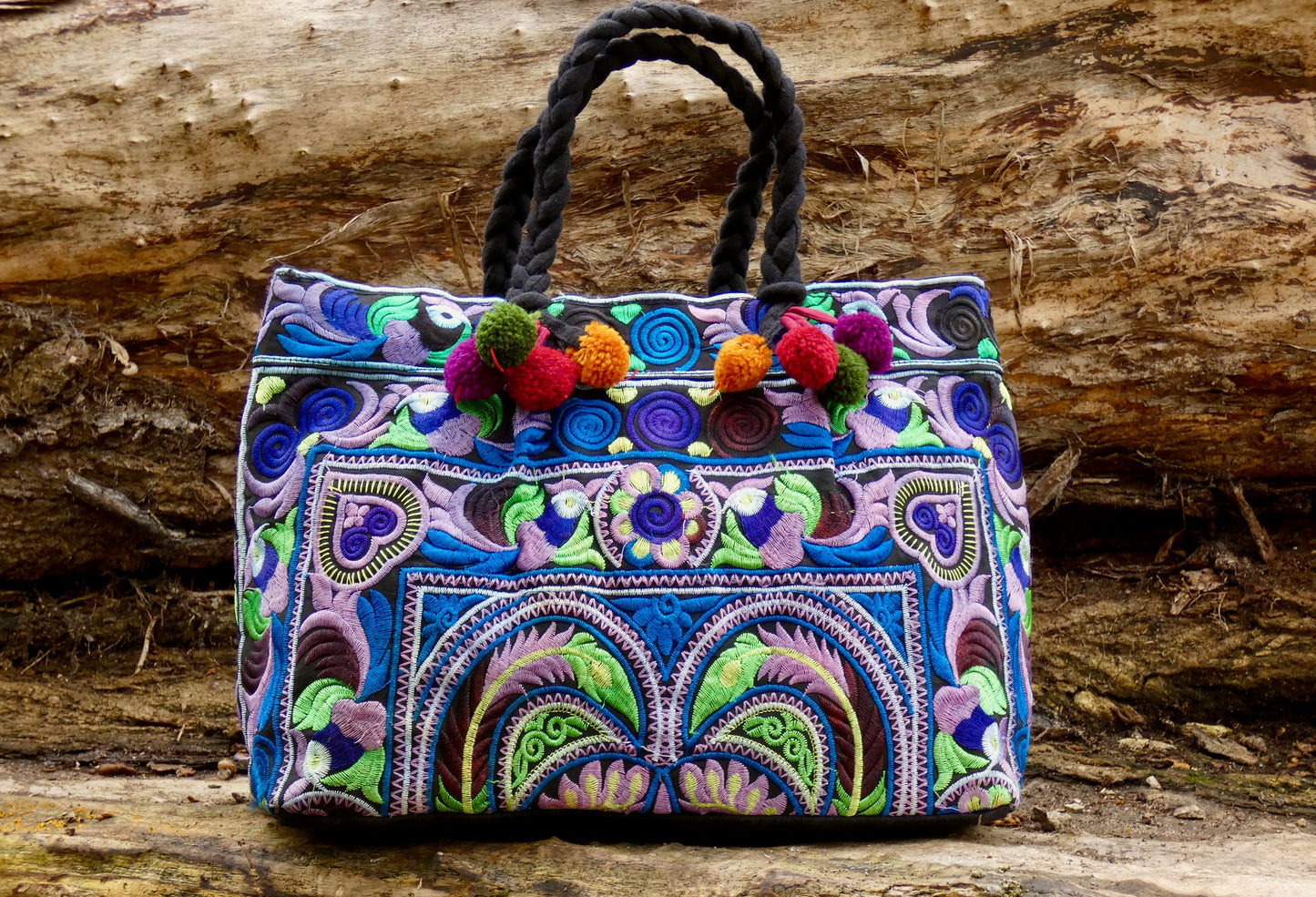 Blue Embroidered Hmong Handbag