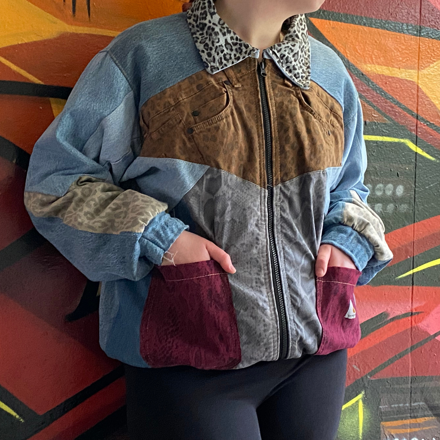 Reworked Denim Patchwork Jacket Carhartt-Style 8