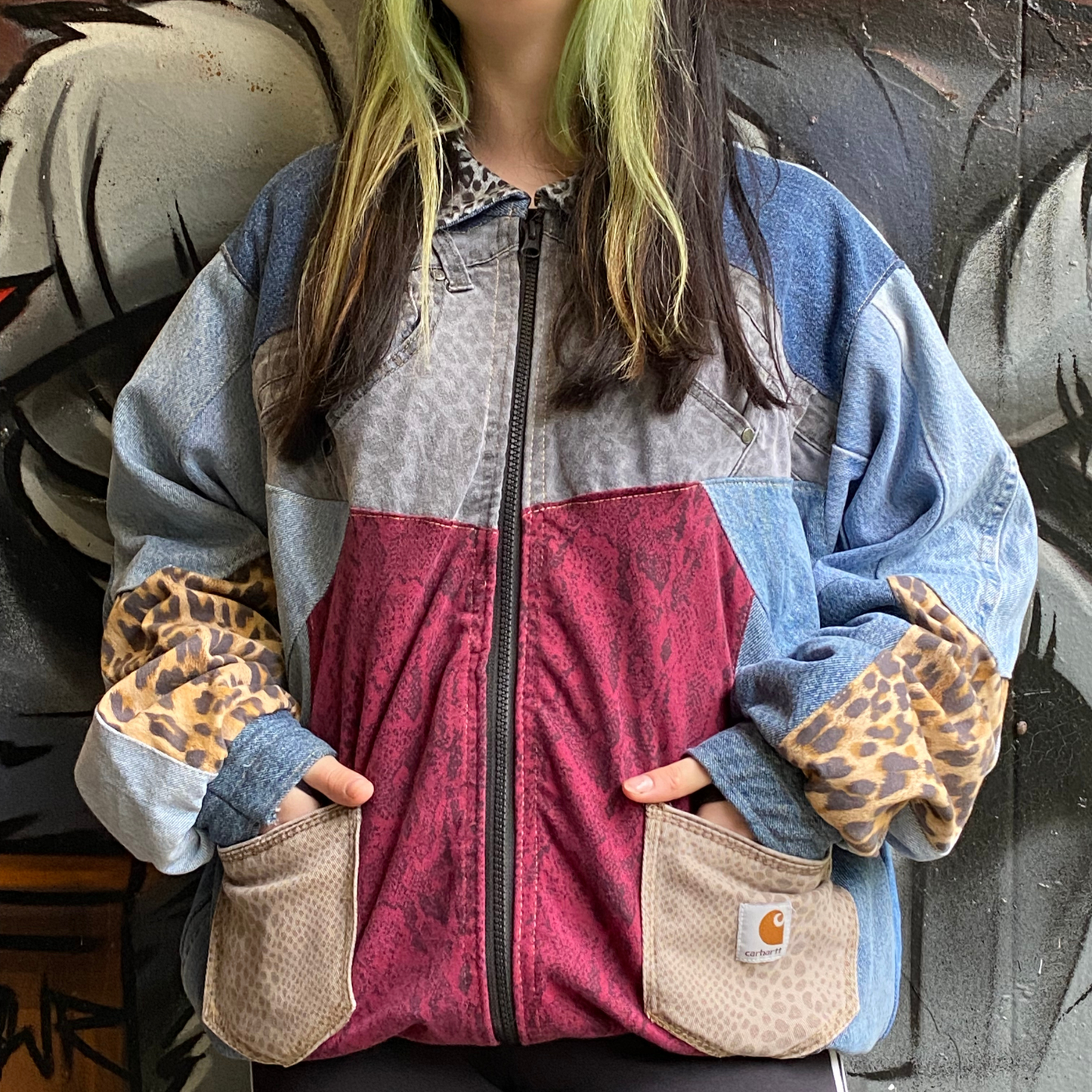 Reworked Denim Patchwork Jacket Carhartt-Style 7