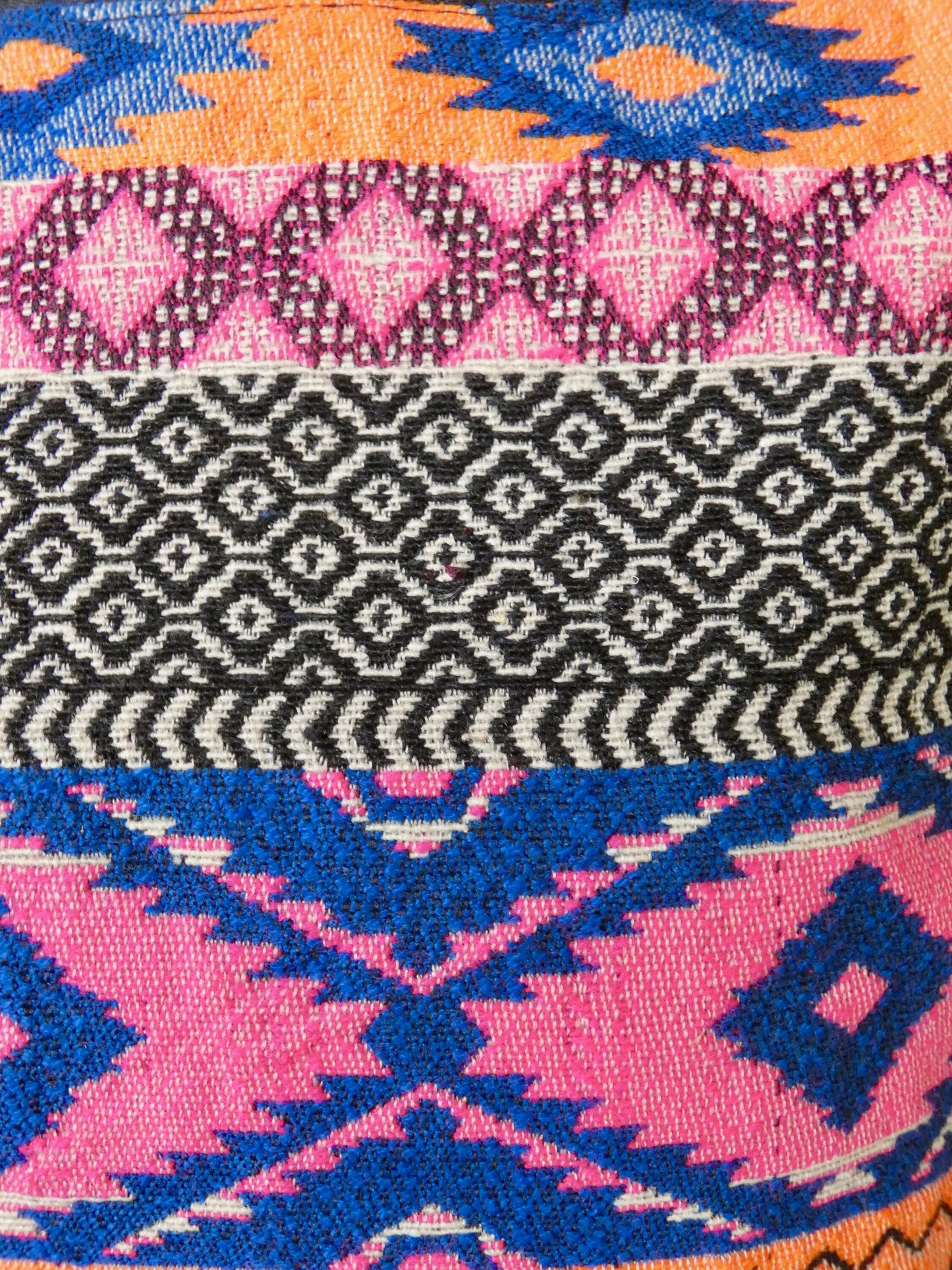 Colourful Geometric Woven Cotton Bucket Bag