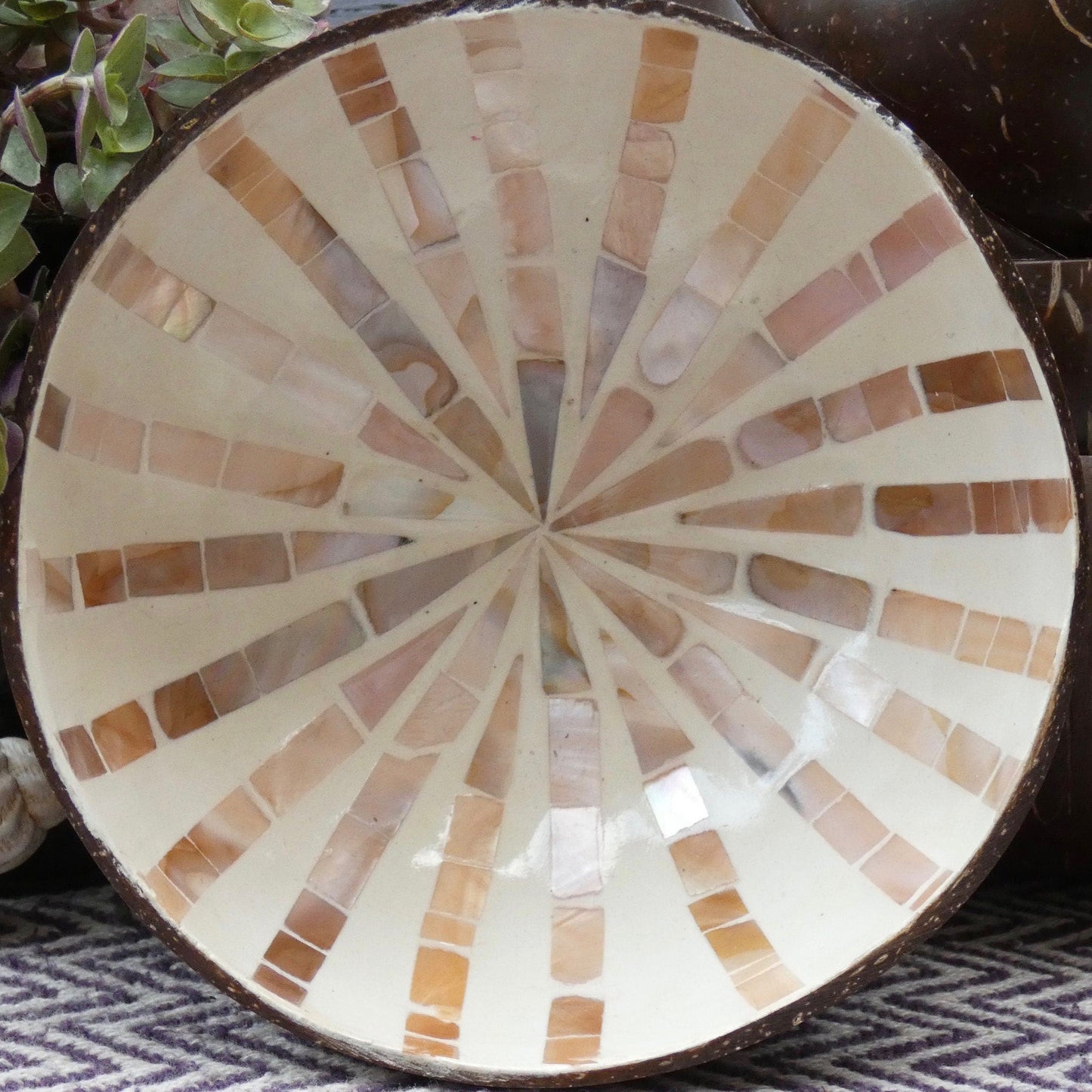 Cream Coconut Bowl with Mother of Pearl Inlay