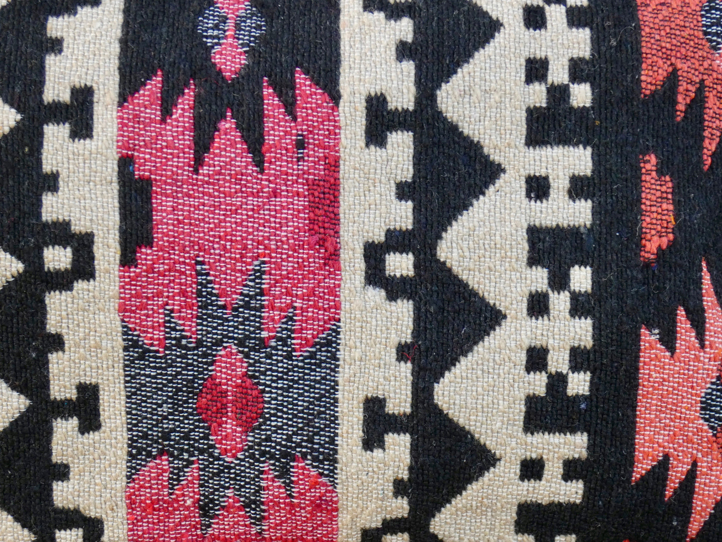 Upcycled Woven Cotton Jacquard Purse - Black and Coral