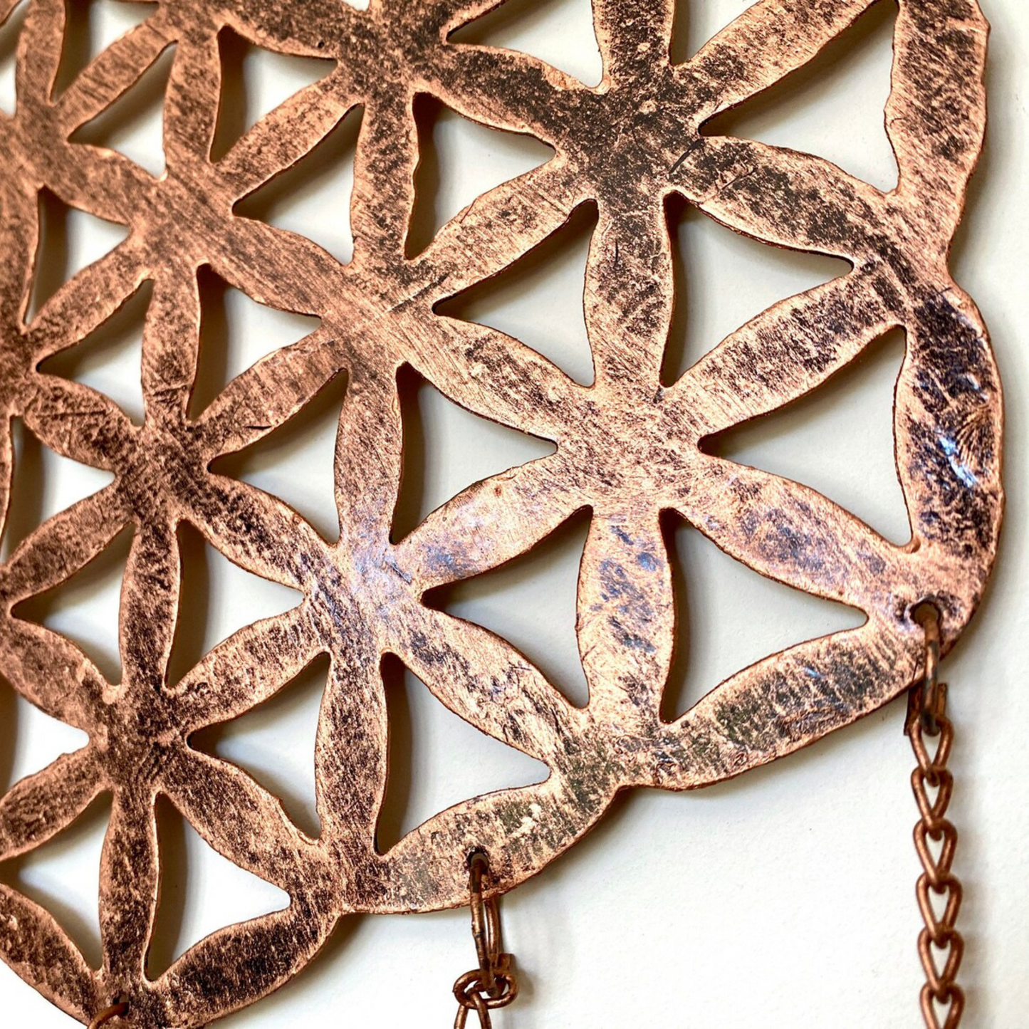 Hanging Brass Flower of Life Wind Chime