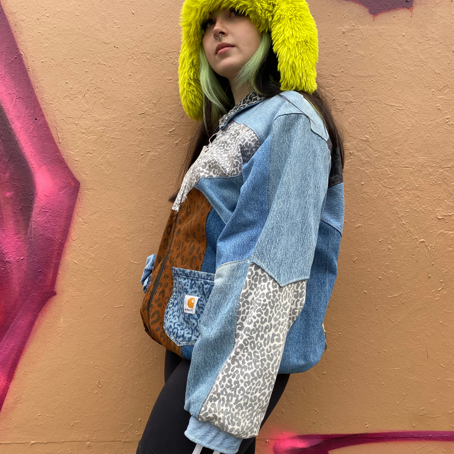 Reworked Denim Patchwork Jacket Carhartt-Style 1