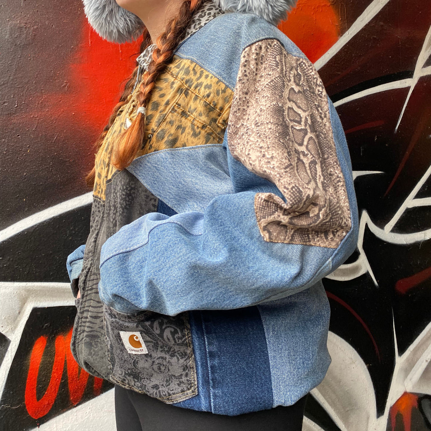 Reworked Denim Patchwork Jacket Carhartt-Style 3