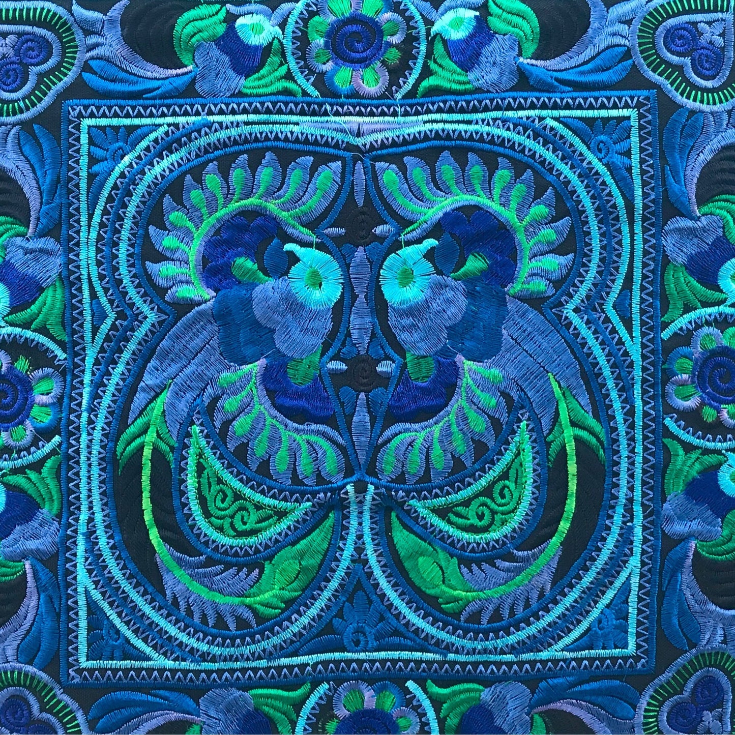 Turquoise Embroidered Thai Cushion Cover