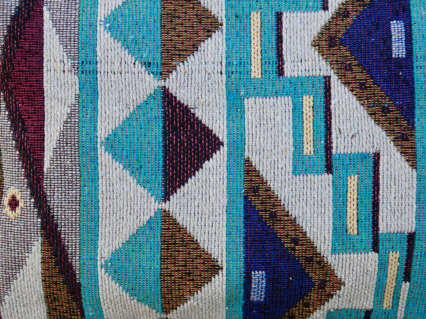 Upcycled Woven Cotton Jacquard Purse - Teal and Burgandy