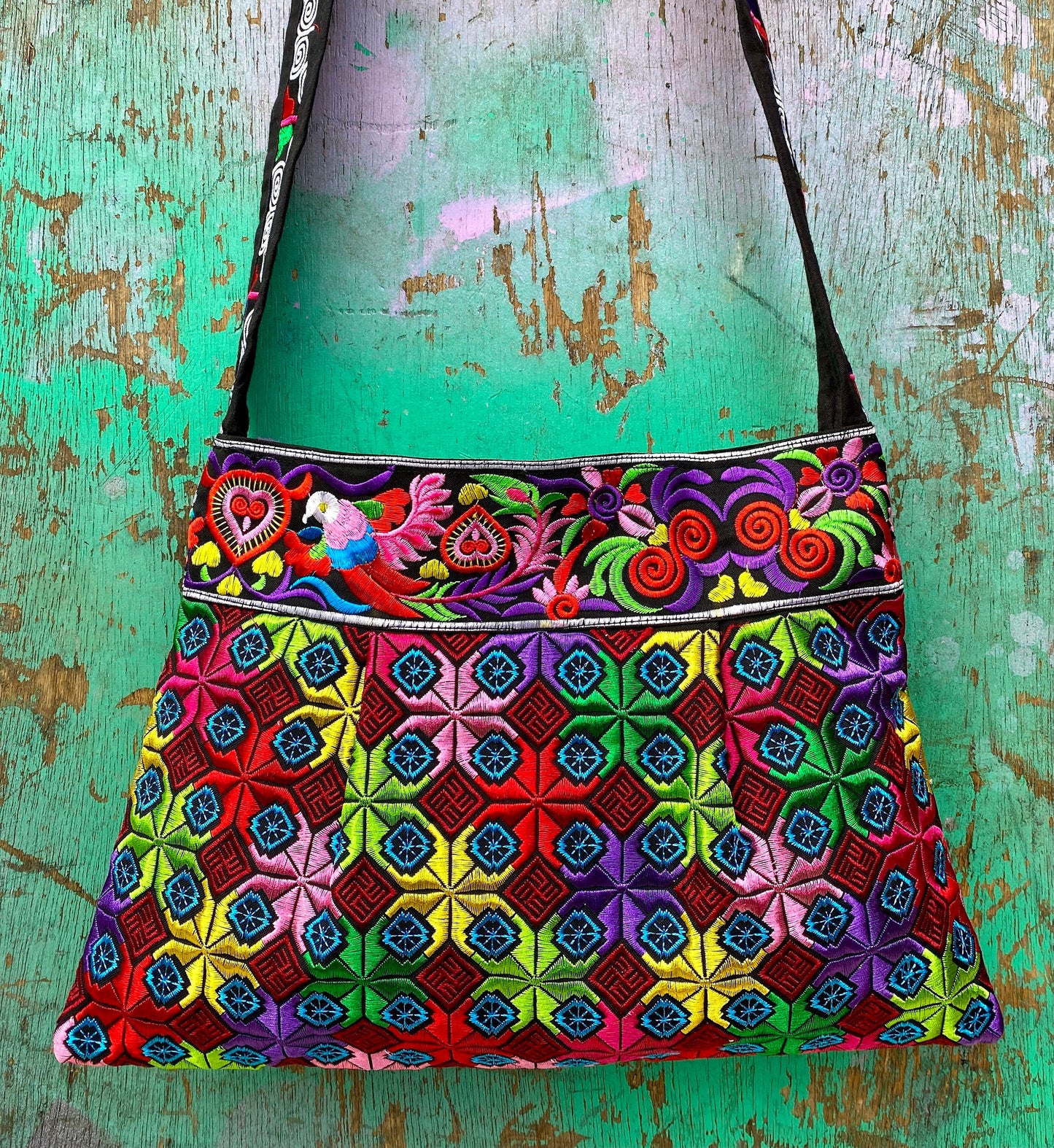 Colourful Embroidered Hmong Shoulder Bag