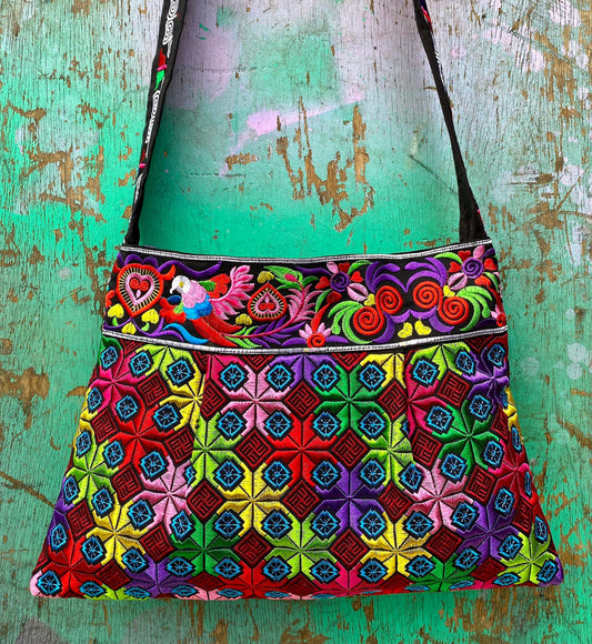 Colourful Embroidered Hmong Shoulder Bag