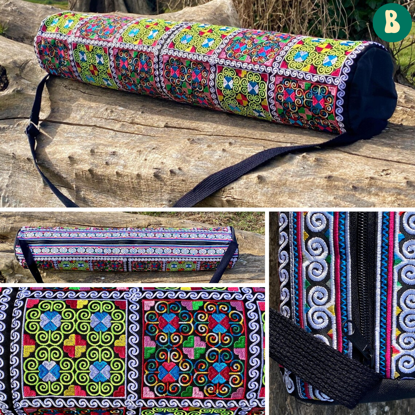 Colourful Patchwork Hmong Yoga Mat Bag