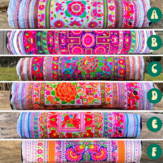 Colourful Floral Hmong White Yoga Mat Bag