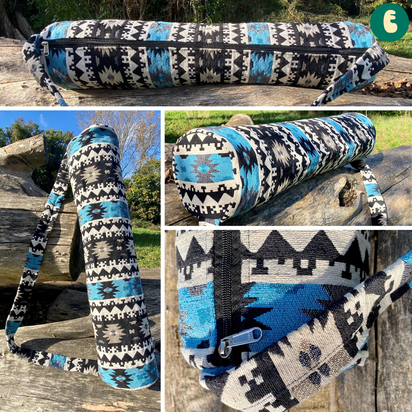 Woven Cotton Dramatic Geometric Yoga Mat Bag