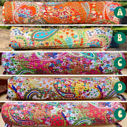 Paisley Sunset Cotton Kantha Yoga Bag