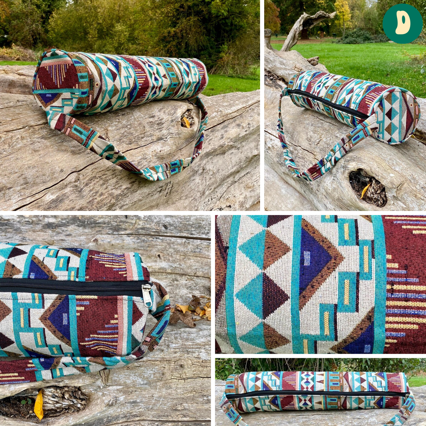 Woven Cotton Ethnic Geometric Yoga Mat Bag