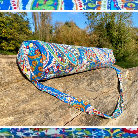 Paisley Forest Cotton Kantha Yoga Bag