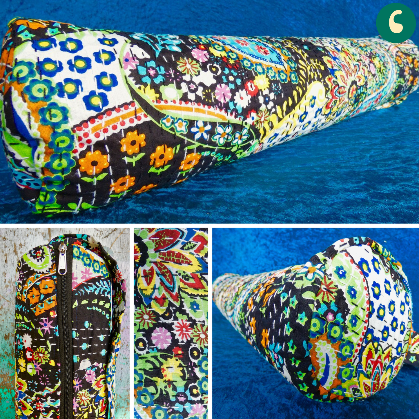 Paisley Forest Cotton Kantha Yoga Bag