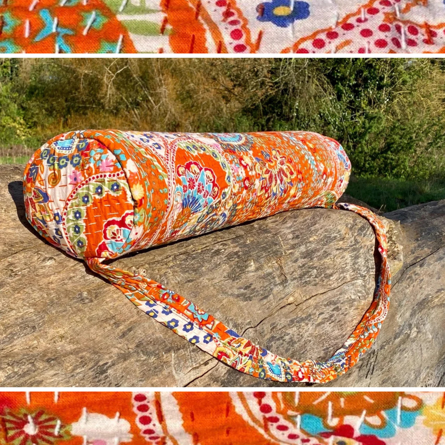 Paisley Sunset Cotton Kantha Yoga Bag