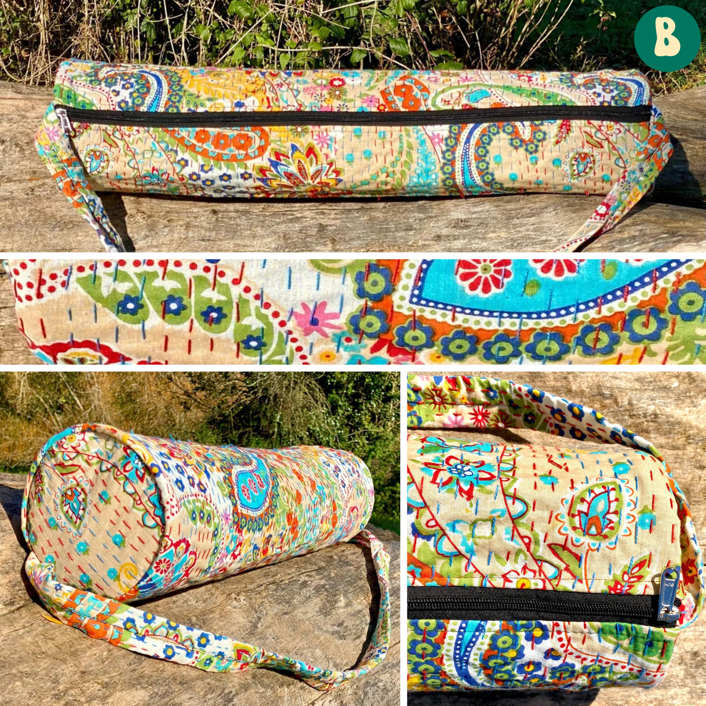 Paisley Sunset Cotton Kantha Yoga Bag