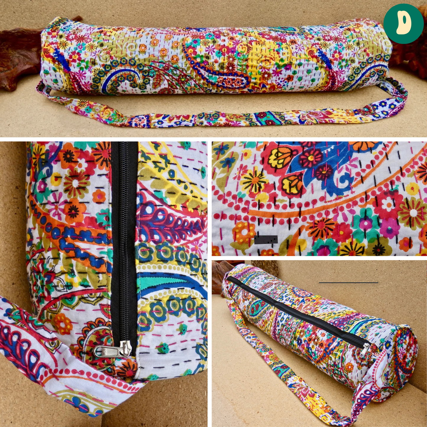 Paisley Sunset Cotton Kantha Yoga Bag