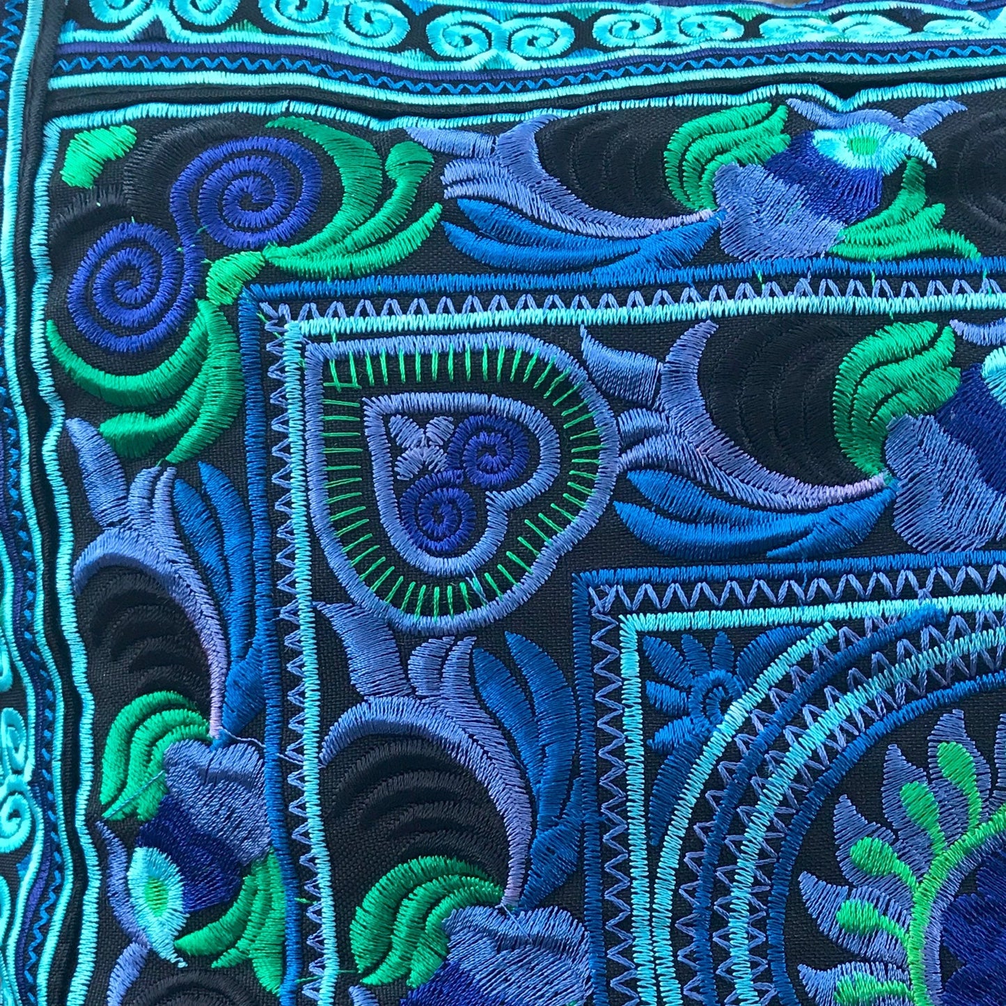 Turquoise Embroidered Thai Cushion Cover