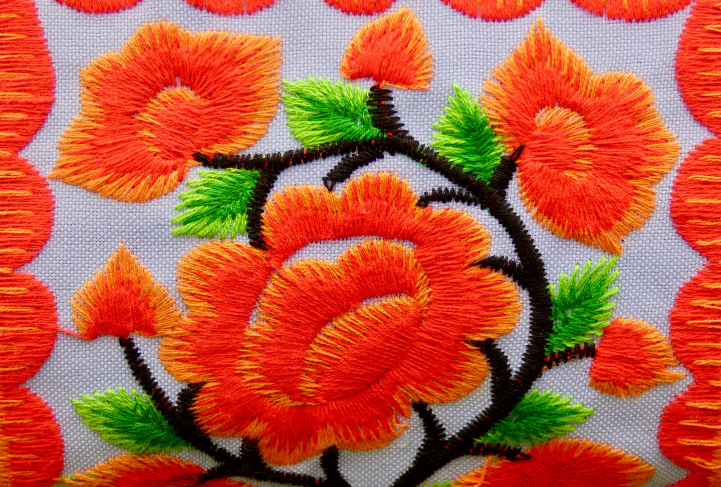 Orange Floral Hmong Embroidered Small Crossbody Bag