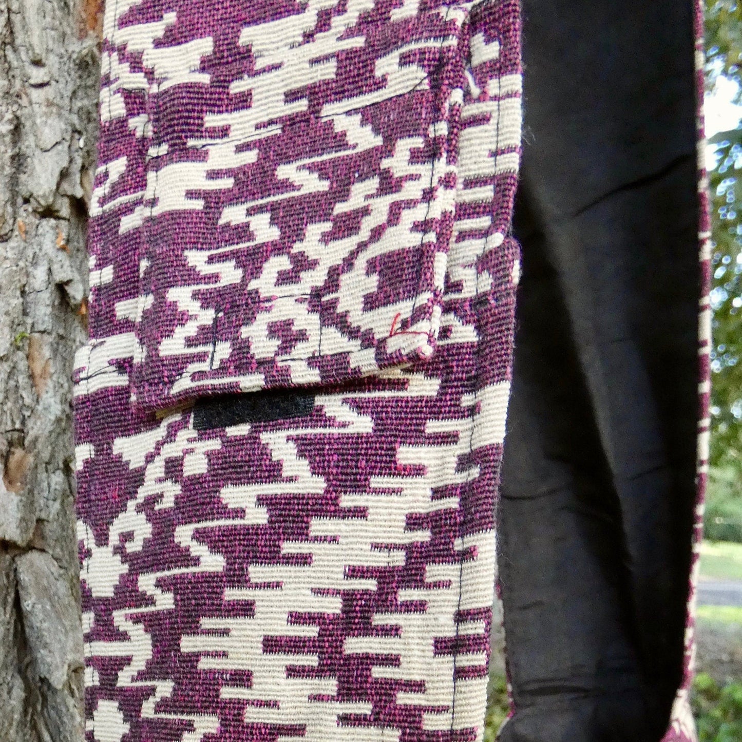 Pink Geometric Woven Cotton Bucket Bag