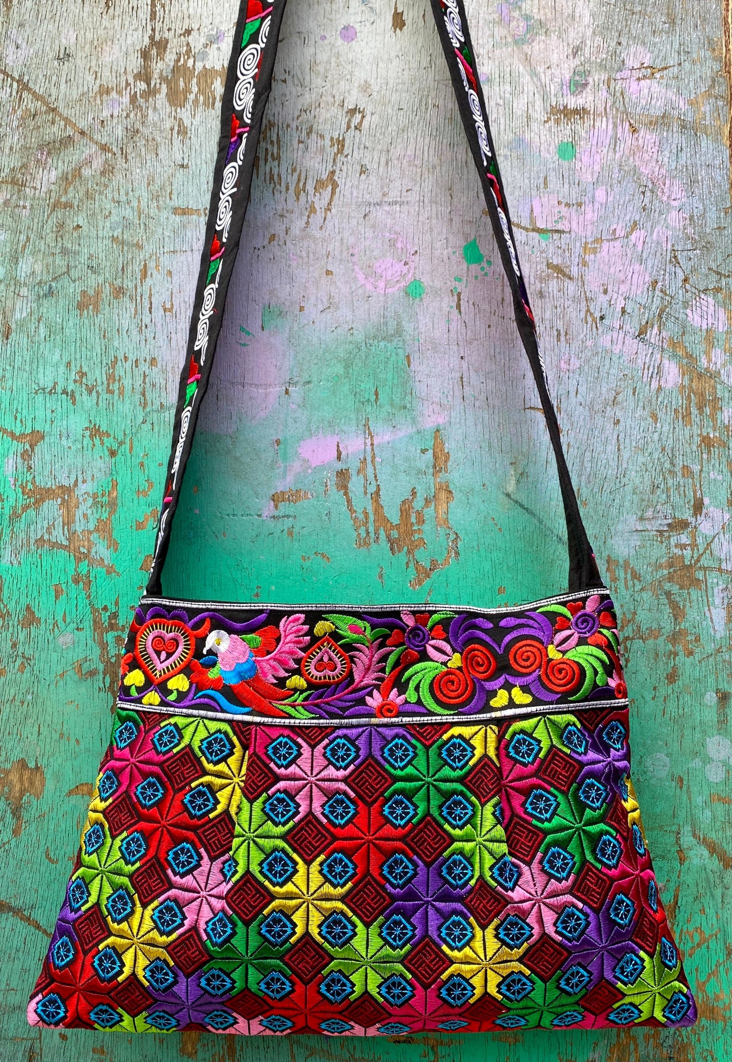 Colourful Embroidered Hmong Shoulder Bag