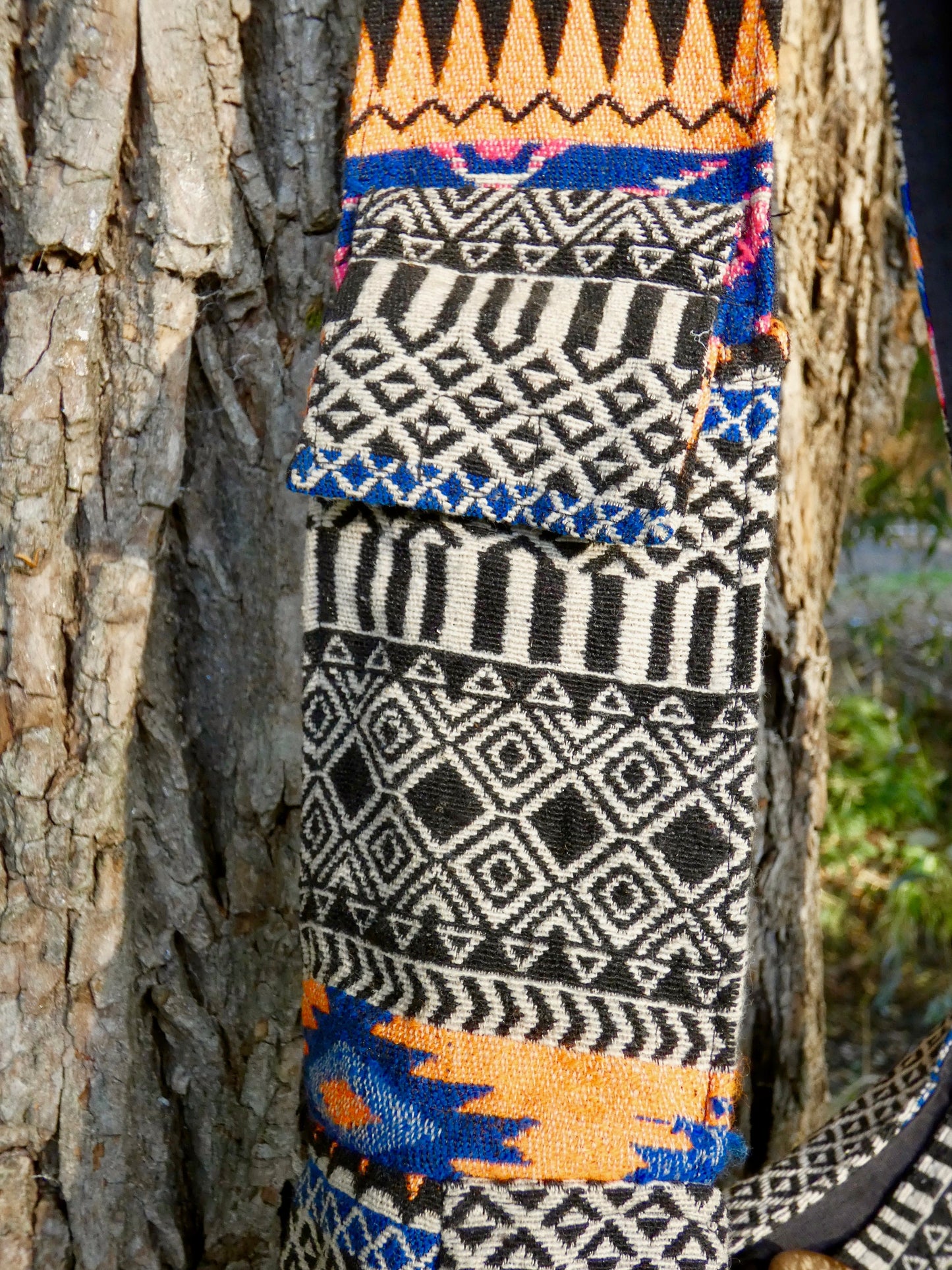 Colourful Geometric Woven Cotton Bucket Bag