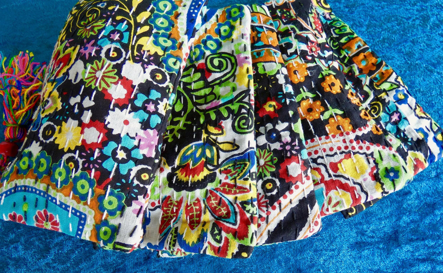 Handmade Cotton Kantha Purse - Black