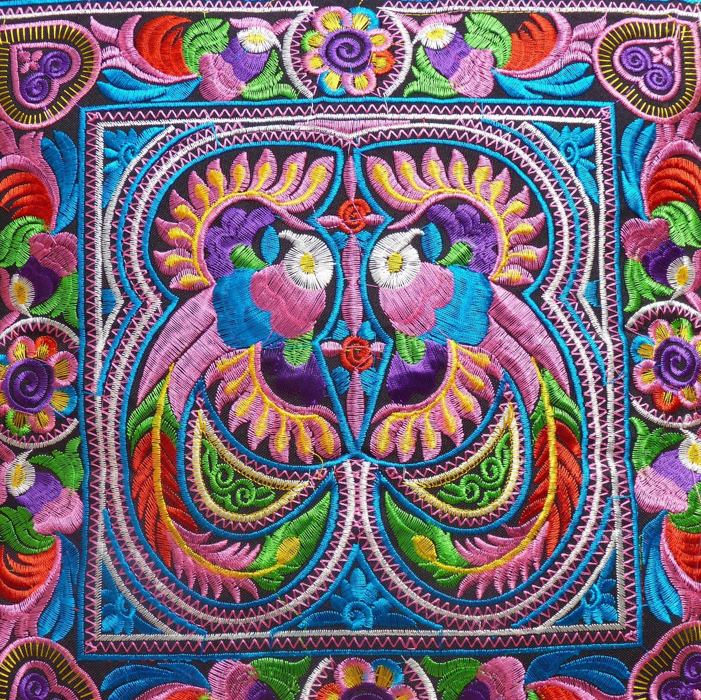 Multi-Coloured Embroidered Thai Cushion Cover