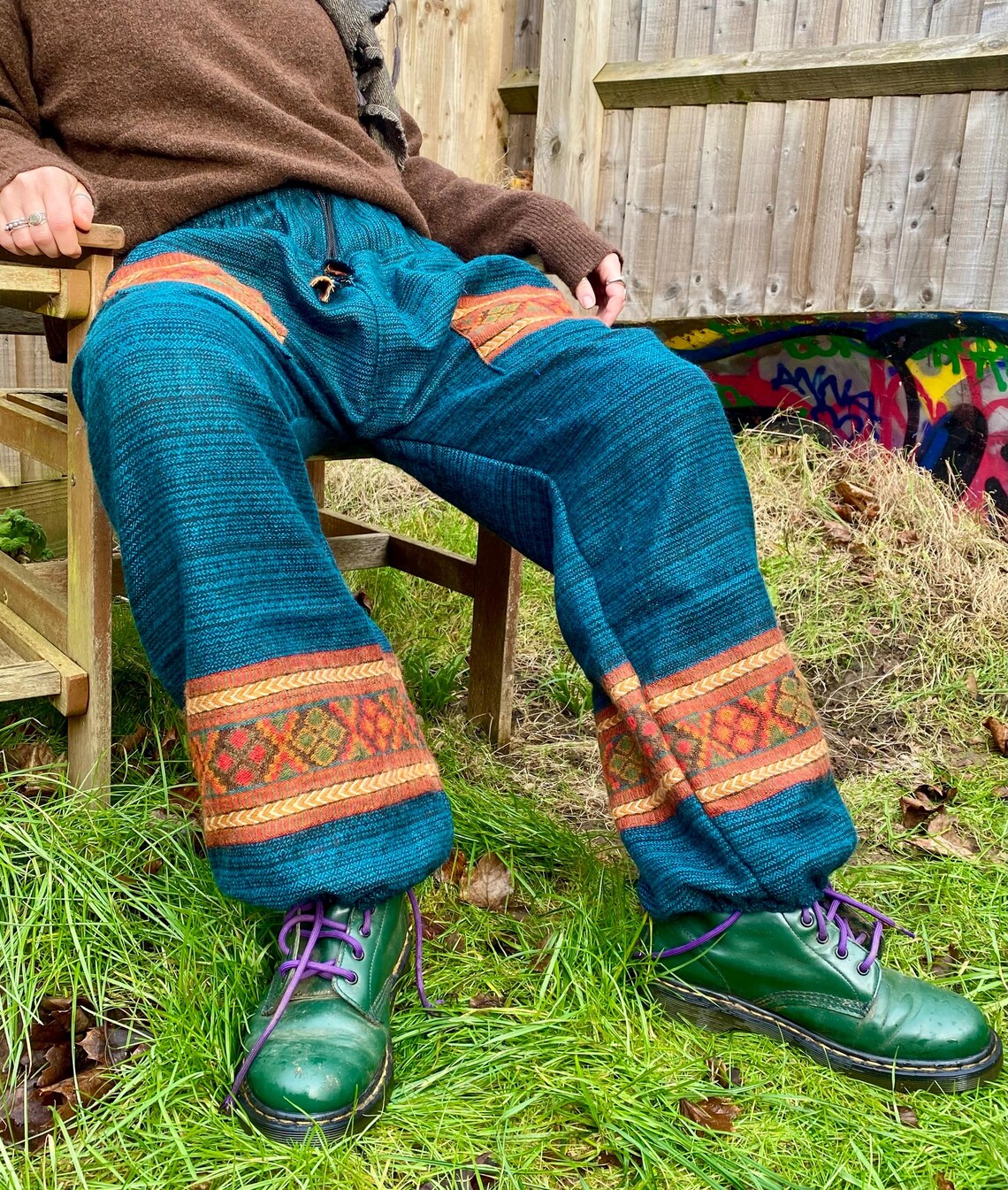 Cosy Warm Winter Blanket Trousers - Patch Teal