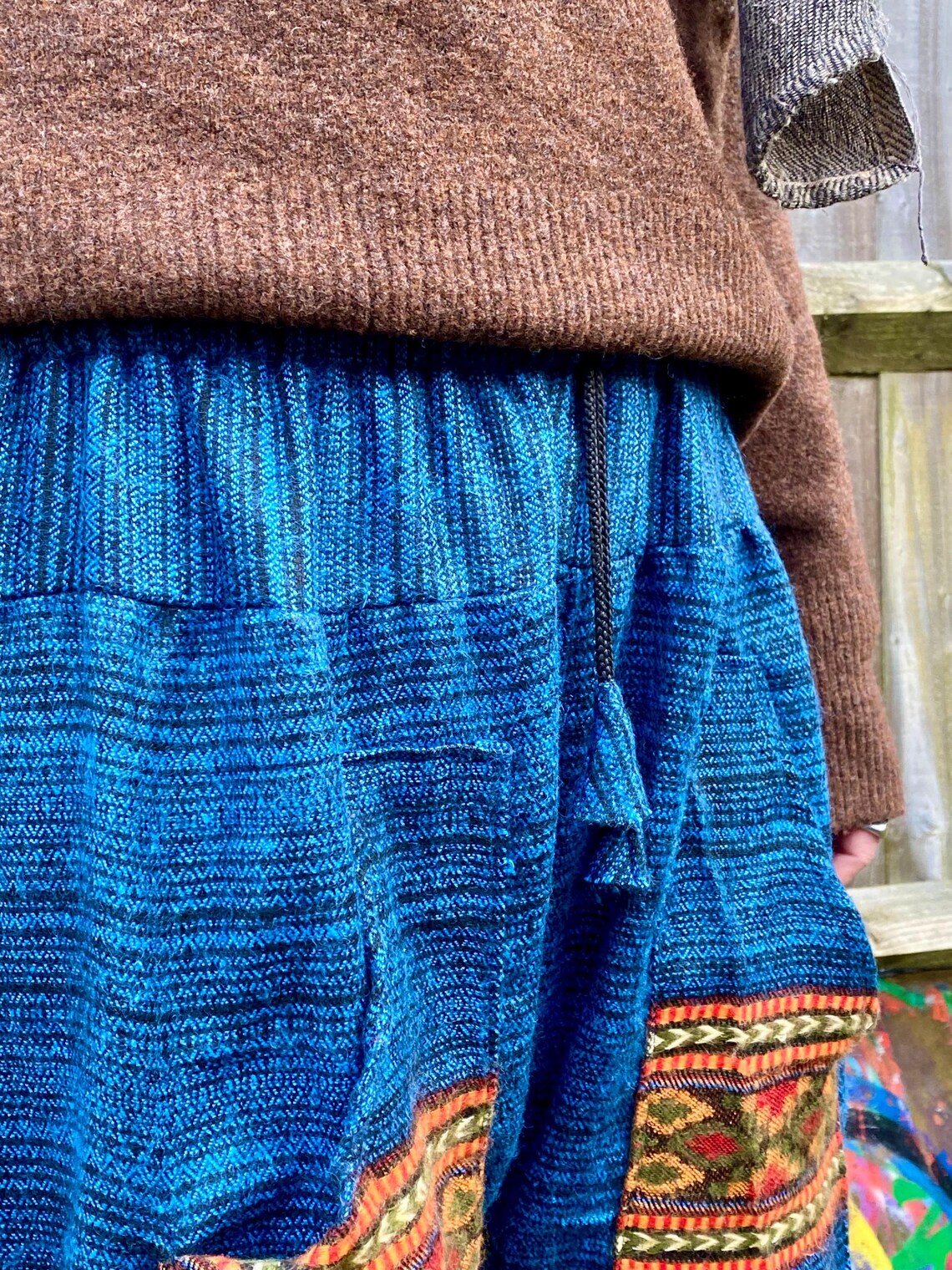 Cosy Warm Winter Blanket Trousers - Patch Blue