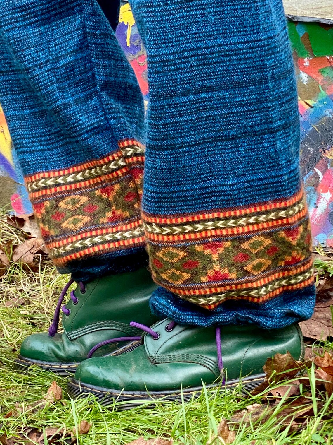 Cosy Warm Winter Blanket Trousers - Patch Blue