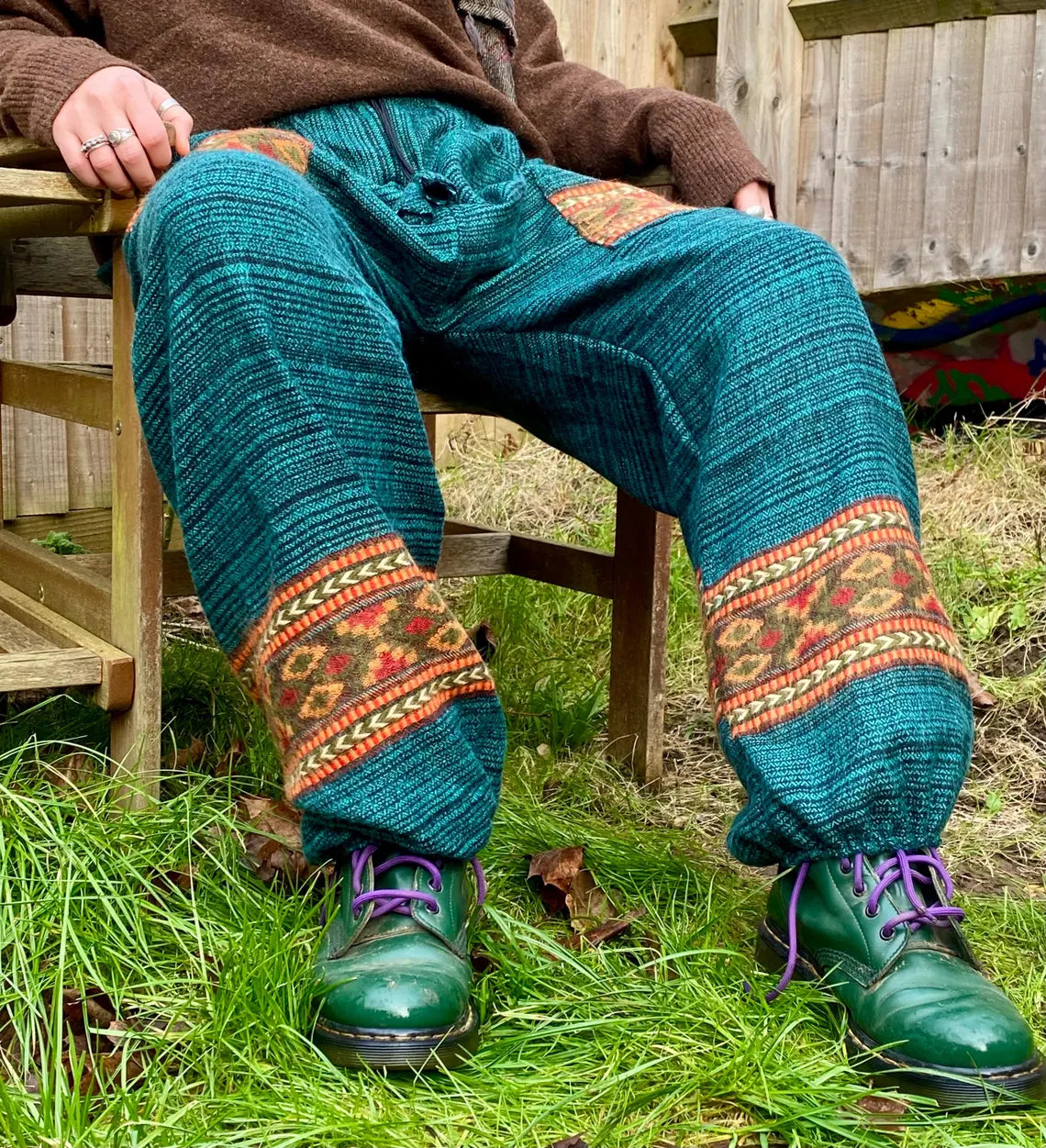 Cosy Warm Winter Blanket Trousers - Patch Green