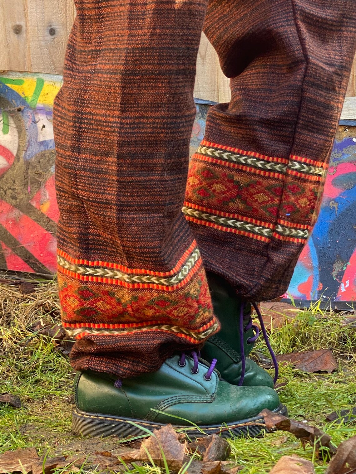 Cosy Warm Winter Blanket Trousers - Patch Brown