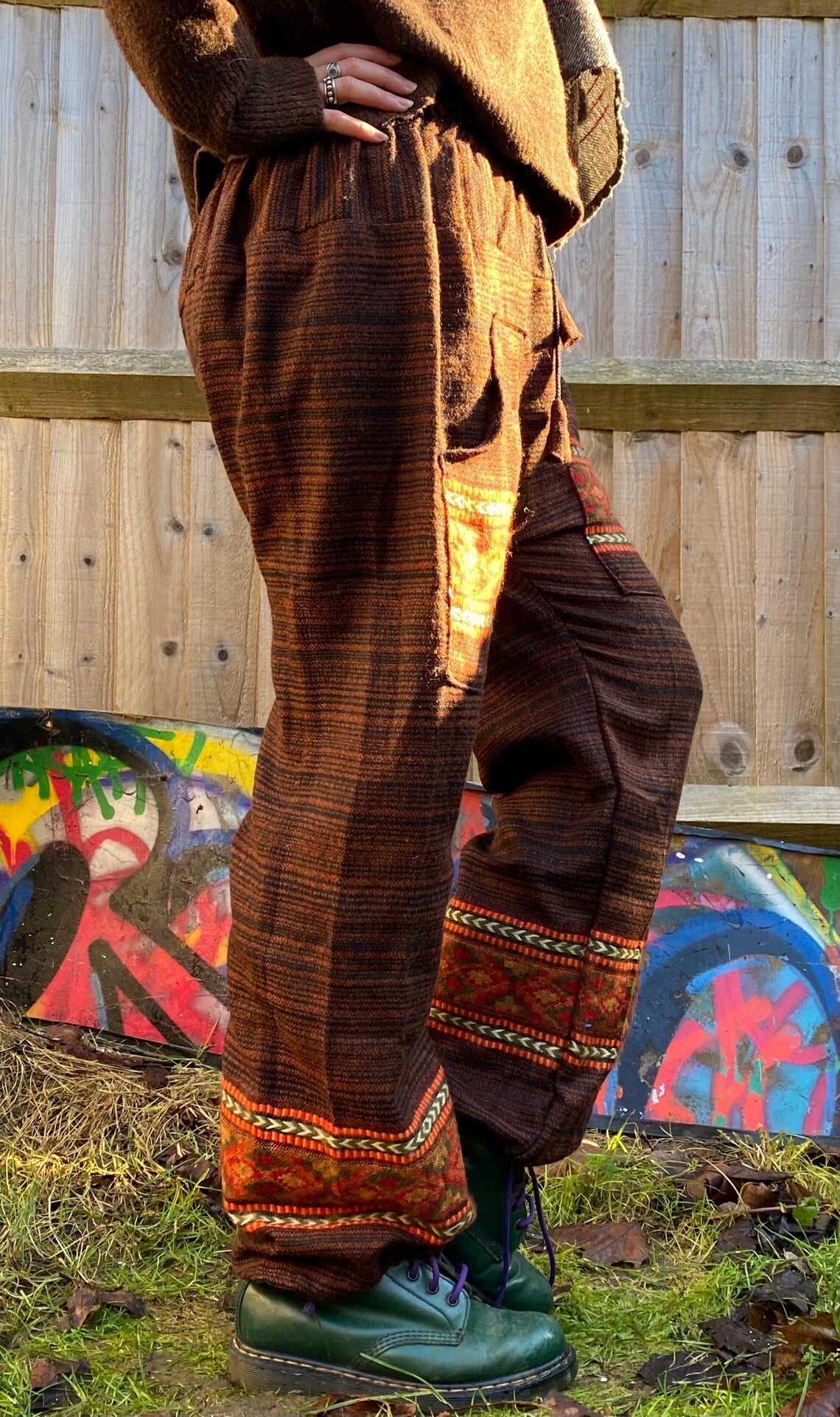 Cosy Warm Winter Blanket Trousers - Patch Brown