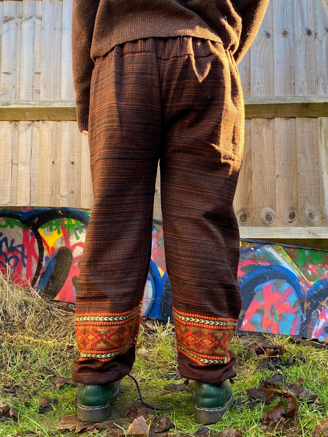 Cosy Warm Winter Blanket Trousers - Patch Brown