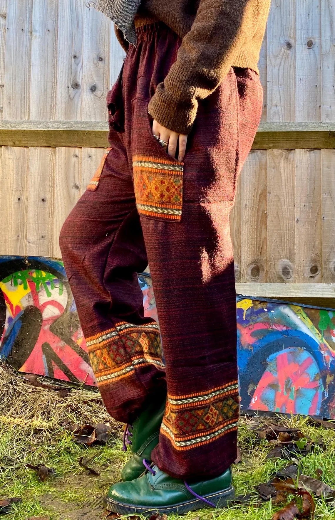 Cosy Warm Winter Blanket Trousers - Patch Red