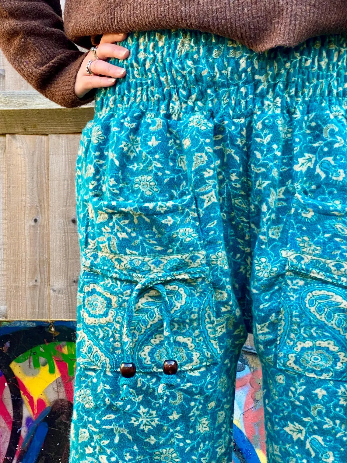 Extra Thick Cosy Warm Winter Blanket Trousers - Turquoise