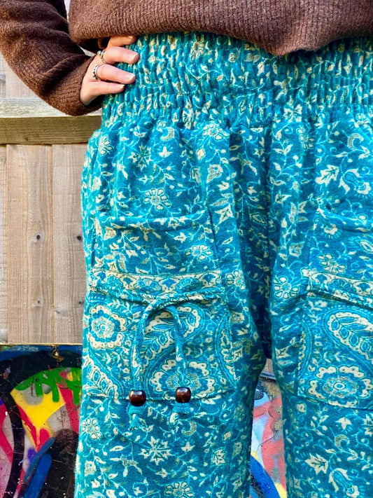 Extra Thick Cosy Warm Winter Blanket Trousers - Turquoise