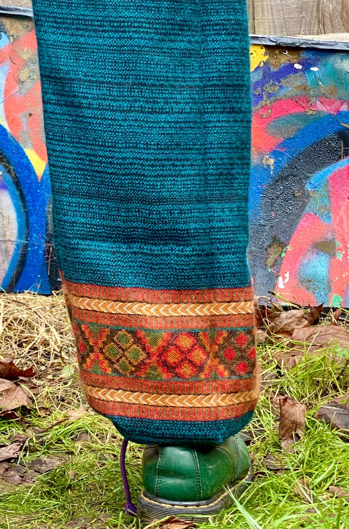Cosy Warm Winter Blanket Trousers - Patch Teal