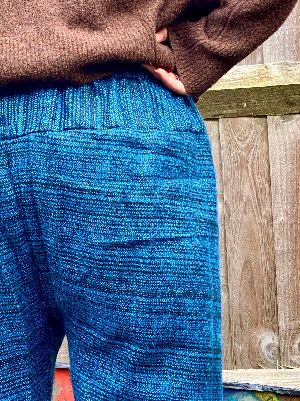 Cosy Warm Winter Blanket Trousers - Patch Blue