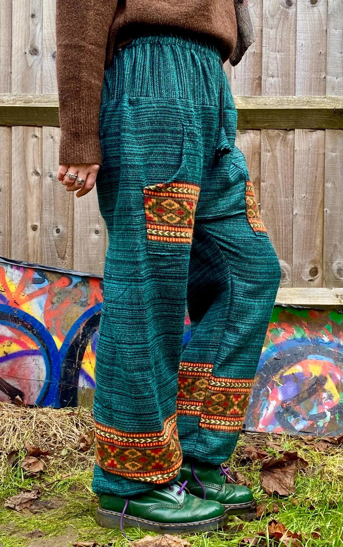 Cosy Warm Winter Blanket Trousers - Patch Green